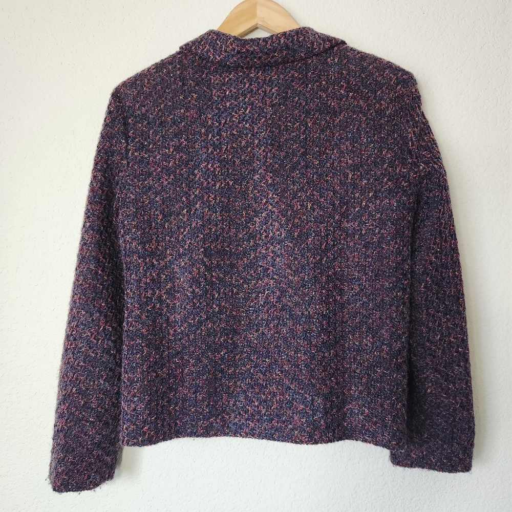 Women's Vintage Requirements Purple Acrylic Chenille Mohair Jacket Size 14 - Picture 2 of 5